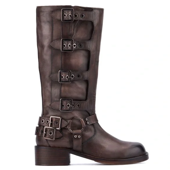 Brown Leather Knee-High Boots - Picture 2 of 11